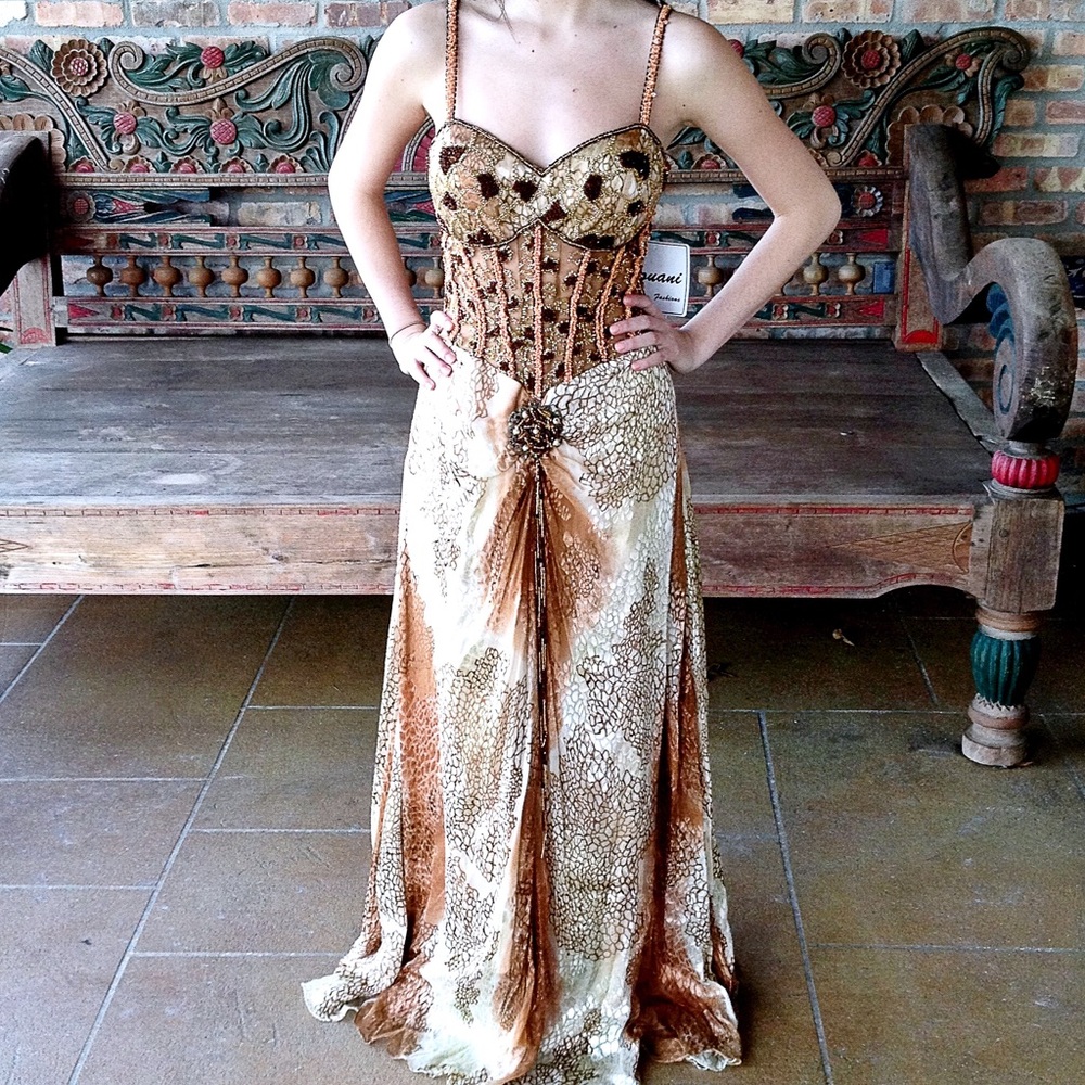 Jovani Gold Beaded Corset Top Gown NWT